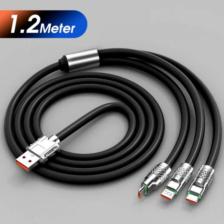 Original Zinc Alloy 3 In 1 120W 6A Super Fast Charging Cable